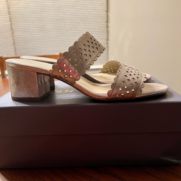 Ann Taylor Liv Perforated Block Heeled Sandals - Picture 3 of 7